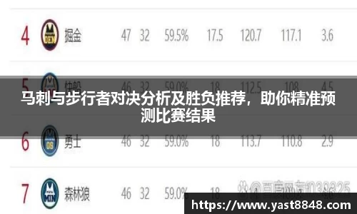 马刺与步行者对决分析及胜负推荐，助你精准预测比赛结果